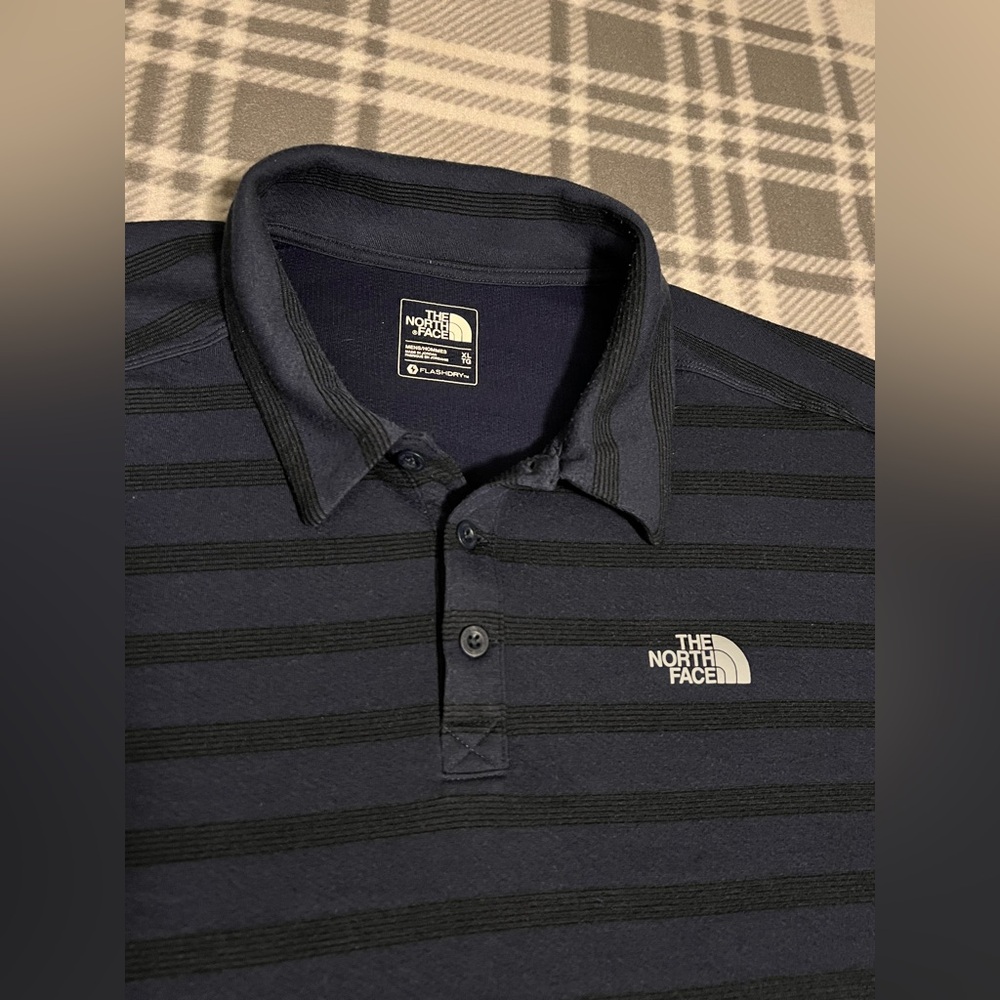 The North Face Navy Striped Polo Shirt- Flashdry- Men’s XL - Picture 9 of 16